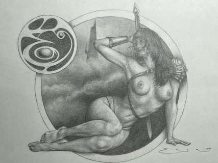 Ihsahnity (Doppenberg, Eric) - 1 Original drawing - Erotic female Warrior - 2011 | Catawiki