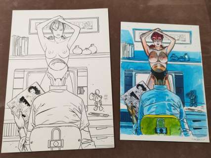 Siniscalchi, Luigi - 1 Dessin original + couleur originale - Goduria - L’Equivoco - 1989 | Catawiki