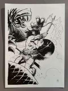 Patrick Goddard - 1 Original drawing - Conan the Barbarian - Monster Fight - 2015 | Catawiki