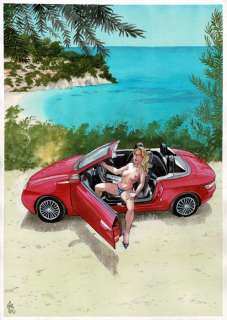 Gürsel, Gürçan - 1 Original colour drawing - On the beach - 2024 | Catawiki