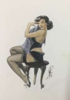 Varanda, Alberto - 1 Original colour drawing - Pin Up - Hommage à Gil Ellvgren | Catawiki