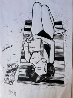 Deloupy, Zac - 1 Original drawing - Lectrice plage - 2015 | Catawiki