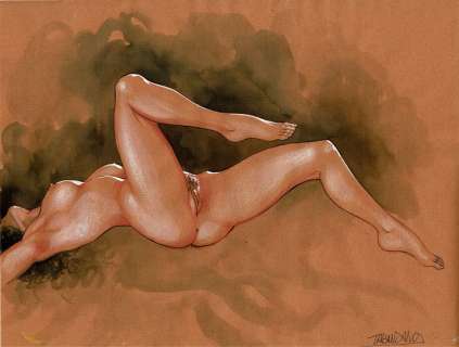 Taranzano, Pierre - 1 Original colour drawing - Nymphes et déesses - Femme allongée - 2025 | Catawiki