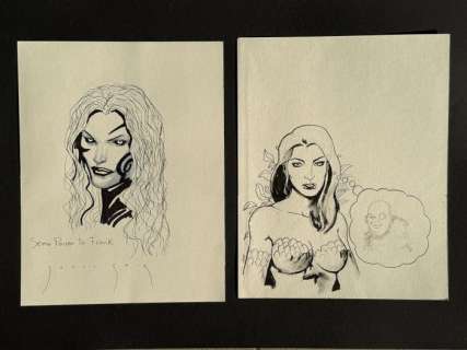 Jesus Saiz + Sedat Özgen und Viktor Bogdanovic - 2 Original drawing - Poison Ivy + Poison Ivy and Penguin