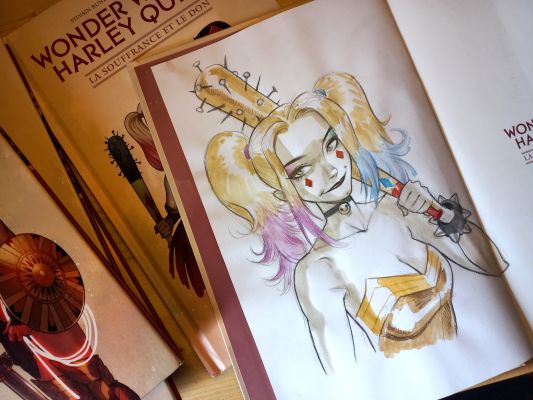 Miki Montlló - Harley Quinn sketch in WONDER WOMAN & HARLEY QUINN: Le Souffrance et le Don
