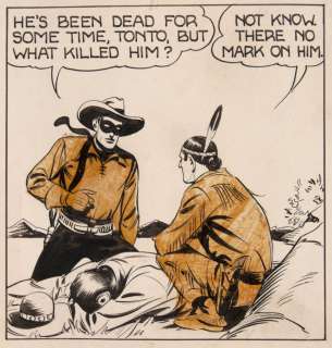 â€œTHE LONE RANGERâ€ ORIGINAL ART FOR FOUR 1941 DAILY COMIC STRIPS PUBLISHED IN â€œDELLâ€ COMIC BOOK #1. | Hake’s