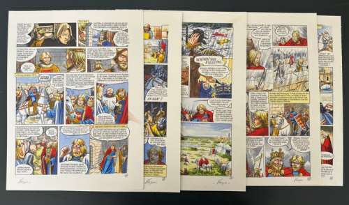 Vergne, Jean-Christophe - 5 Original colour page - Le Coeur de Lion T.1 : Fils d’Aliénor - 2001 | Catawiki
