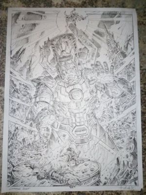 Comolo, Giorgio - 1 Original drawing - Galactus vs Thor & Odin | Catawiki