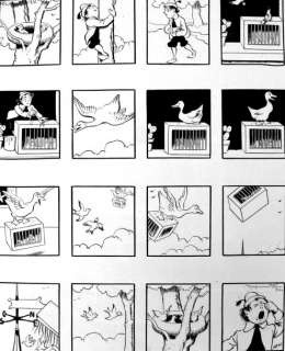 Rabier. | Â« Piquepince et le Nid de Chardonnerets Â». Encre de Chine noire | Tessier Sarrou