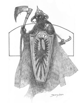 Sanjulian, Manuel - Crayon original - Death Dealer Tribute - Hand Signed | Catawiki