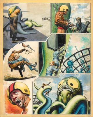 Don Lawrence | Planche originale accompagnée des phylactères apposés sur un film plastique - The Invasion of Bolus - Trigan Empire | Daniel Maghen