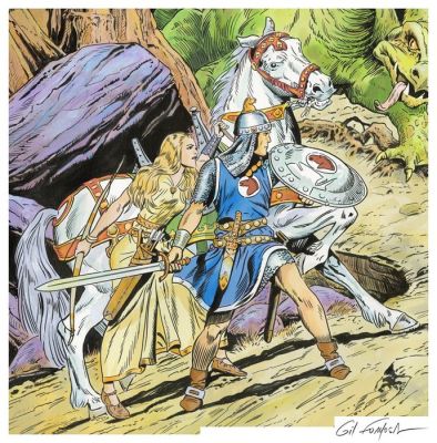 Formosa, Gil - 1 Original colour drawing - Prince Vaillant - Monsters