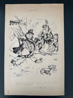 Thomen, Raoul - 1 Original drawing - Journal "les hommes du jour" - Le réveillon - 1901