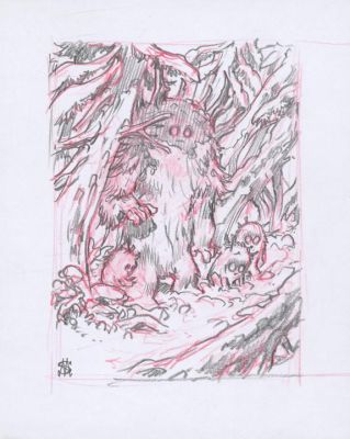 Stan Manoukian | Recherche préparatoire de l’ Illustration originale, " Le Yéti" - Les Monstres - L’Encyclopédie du Merveilleux | Daniel Maghen