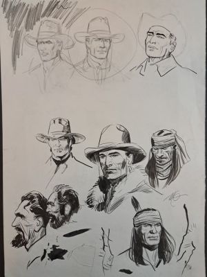 Carnevale, Massimo - 1 Original drawing - Tex - Studi per il Texone | Catawiki