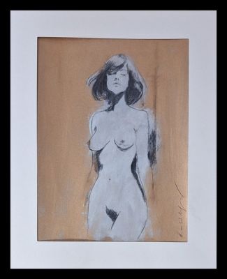 Emma Wildfang - 1 Original colour drawing - "Amélie" Golden Silence - Series " Gilded Fragments " - 2025 | Catawiki