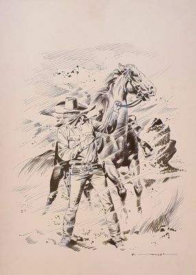 Muzzi, Virgilio - 1 Original drawing - Tex Willer - Tempesta di Sabbia | Catawiki