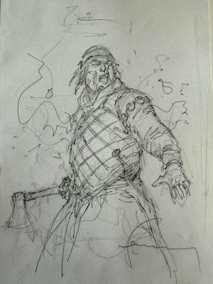 Hermann (Huppen, Hermann) - 1 Original preliminary drawing - Les tours de Bois-Maury - L’homme à la Hache - Projet de couverture - 2021 | Catawiki