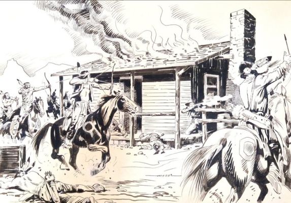 Muzzi, Virgilio - 1 Original drawing - Tex - L’Attacco | Catawiki
