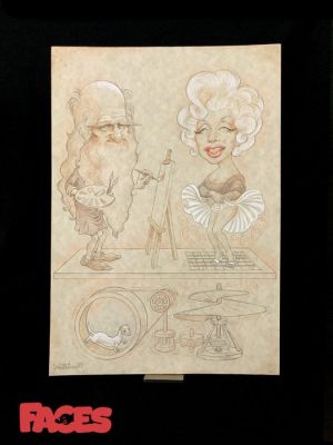 Martellini Marco - 1 Original drawing - Faces - Marilyn Mona Monroe (ovvero studio vinciano sul movimento dell’aria e applicazione della vite aerea) - 2026 | Catawiki