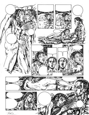 Erotic World | Original page – Marqués de Sade + Comic with an original drawing – Raúlo Cáceres | Origin Of Comics