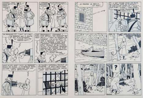 Hergé (Georges Remi dit) (1907-1983) - Lot 93 - Tintin, le sceptre d‘Ottokar Encre de chine, lavis et gouache blanche sur papier pour la d...