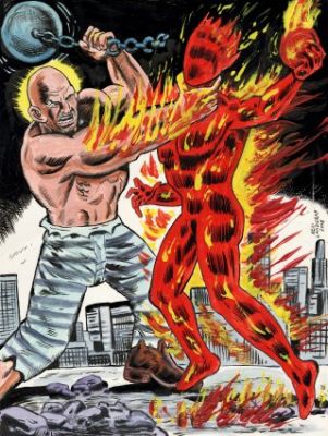 Landgraf, Ken - HUMAN TORCH VS. ABSORBING MAN Illustration