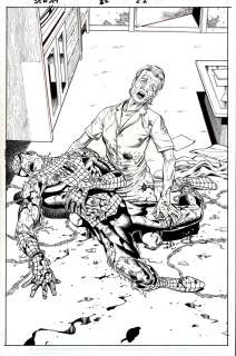 Sean Chen Scott Hanna - Sensational Spider-Man #32 Splash (Aunt May Holds Bloodied Spider-Man in Her Arms!) 2007