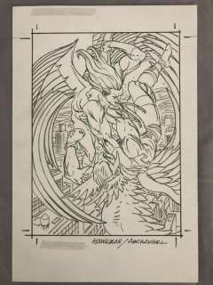 Hawkman / Archangel, Marvel vs DC Orig Card Art