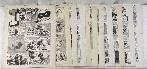 SPARKY - 11 pages of Original comic book art for the I SPY AND THE SKYWAYMEN that ran across | Excalibur Auctions