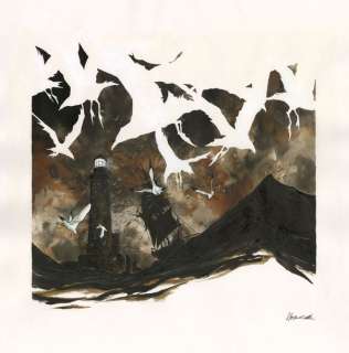 Le phare II Technique mixte sur papier. Signé, 37 x 38 cm | Tessier Sarrou