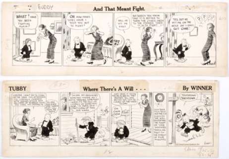 Doc Winner Tubby Daily Comic Strip Original Art Group of 2 (United Feature Syndicate, c. 1920s). Winner not -