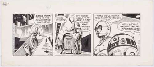 Russ Manning Star Wars Daily Comic Strip R2D2 and C3PO Original Art dated 4-24-79 (L.A. Times Syndicate, 1979). -
