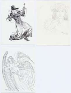 Michael Kaluta - The Shadow and Other Sketches Original Art Group of 3 (2001-2004). Three amazing pieces that - | Heritage