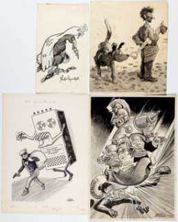 Ed Kuekes and Others -- Editorial Comic-Strip Panels Original Art Group of 5 (Cleveland Plain Dealer, Saturday - | Heritage