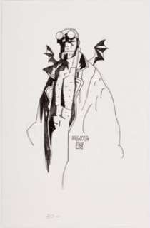 Mike Mignola - Hellboy Illustration Original Art (unpublished, 1998). A lovely inked illustration of Hellboy, - | Heritage