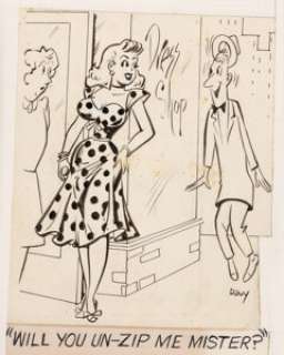 Dave Berg (as Davy) - Good Girl Art Gag Cartoon (c. 1950s). Before his long affiliation with MAD Magazine, Berg - | Heritage