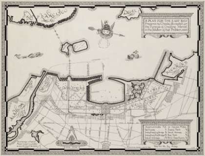 Chesley Bonestell "A Plan For The East Bay" Map of Oakland/Berkeley California Original Art (1945).... | Heritage