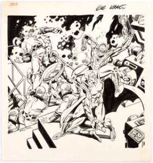Gil Kane and Bob Wiacek - Captain America and Spider-Man Illustration Original Art (undated).... | Heritage