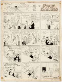 Frank Willard Moon Mullins Sunday Original Comic Strip Art 8-11-29 (Chicago Tribune, 1929).... | Heritage