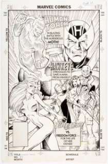 Dave Hoover Marvel Comics Presents 83 Back Cover Hawkeye and Human Torch Original Art (Marvel, 1991).... | Heritage