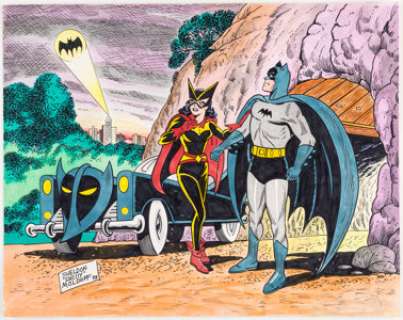 Sheldon Moldoff- Batman and Batwoman Specialty Illustration Original Art (1993)... | Heritage