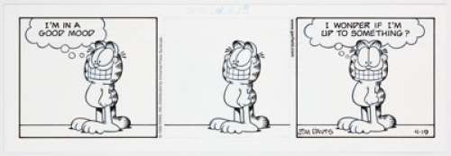 Jim Davis Garfield Daily Comic Strip Original Art dated 4-19-99 (Universal Press Syndicate, 1999).... | Heritage