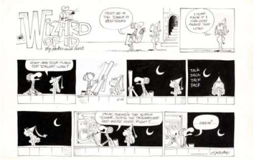 Brant Parker and Johnny Hart The Wizard of Id Sunday Comic Strip Original Art and Color Guide dated 5-15-77 (Field... | Heritage