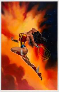 Joe DeVito The Further Adventures of Wonder Woman Paperback Book Cover Original Art (Bantam Books, 1993).... | Heritage