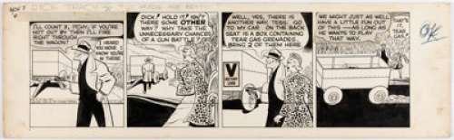 Chester Gould Dick Tracy Daily Comic Strip Original Art dated 11-7-45 (Chicago Tribune, 1945). Dick, Itchy, Tess, - | Heritage