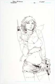 Tyler Kirkham Screwed #1 Variant Cover Original Art (Zenescope Entertainment, 2013) Anne charges up her drill as - | Heritage