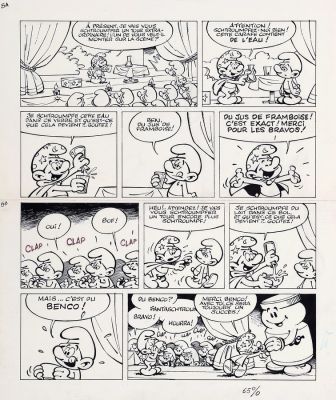 Peyo Studios | Les Schtroumpfs et Benco, planche-gag n°5 à… | AZ auction
