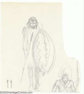 Frank Frazetta - Original Sketch, "Masai Sketch" (undated). A pencil sketch, loosely-rendered by the - | Heritage