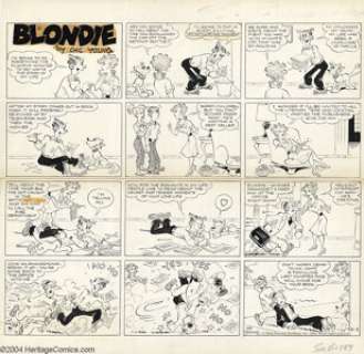 Chic Young - Original Comic Strip Art for a Blondie Sunday dated 6-3-62 (King Features Syndicate, 1962). Dagwood - | Heritage
